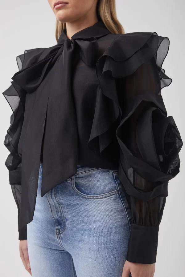 LouLou Ruffle Top Blk side